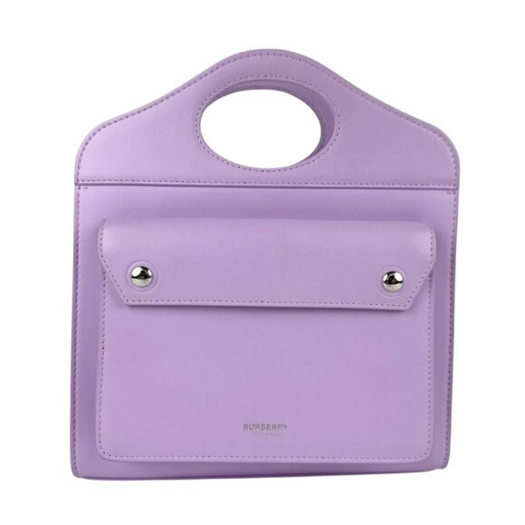 BURBERRY Handbag Shoulder Bag Purple Leather/Silvertone - Picture 1 of 13